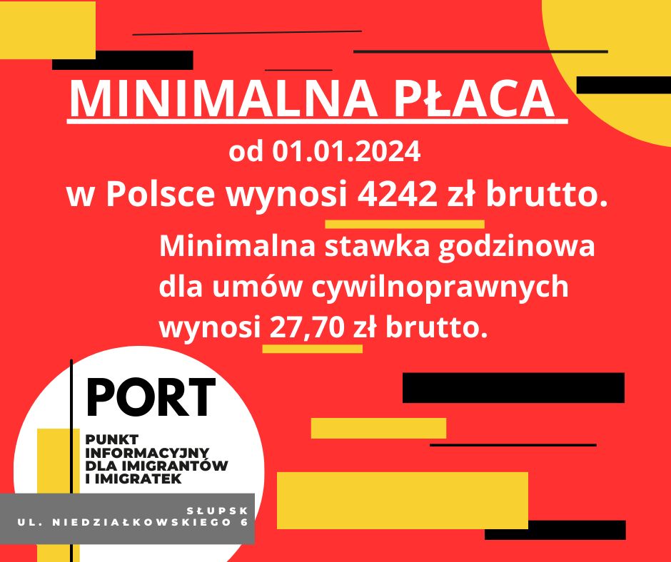 Minimalna płaca w Polsce od stycznia 2024 to 4242.00 zł brutto.